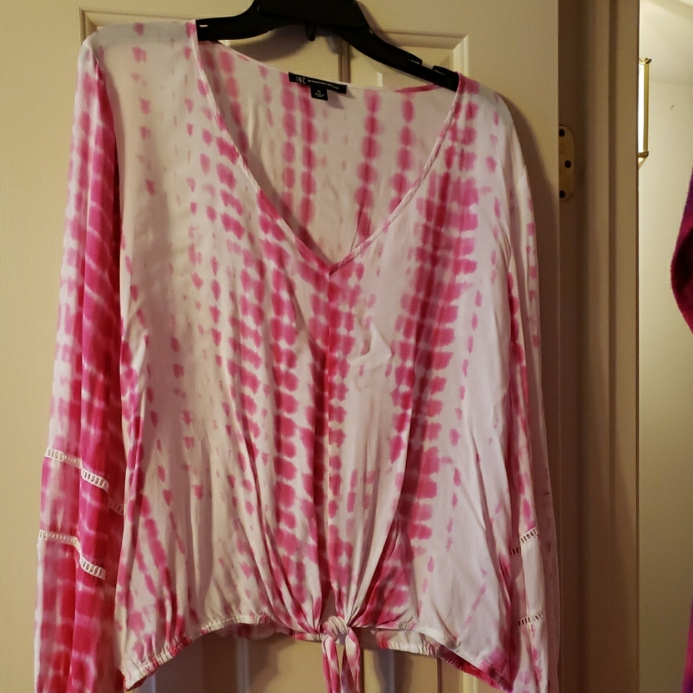 INC International Concepts Pink Tie Dye Top Size XL NWT